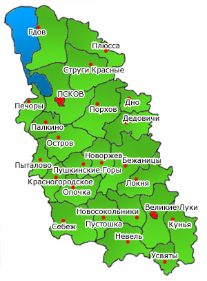 Административное деление. Карта Псковской области